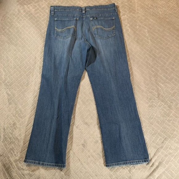 Lee Womens 36 Denim Jeans Blue High Rise Straight Ankle Medium Wash Stretch - Picture 9 of 12